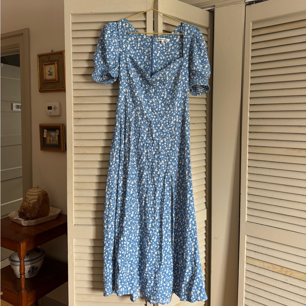 Reformation Lacey Blue Floral Dress size 10